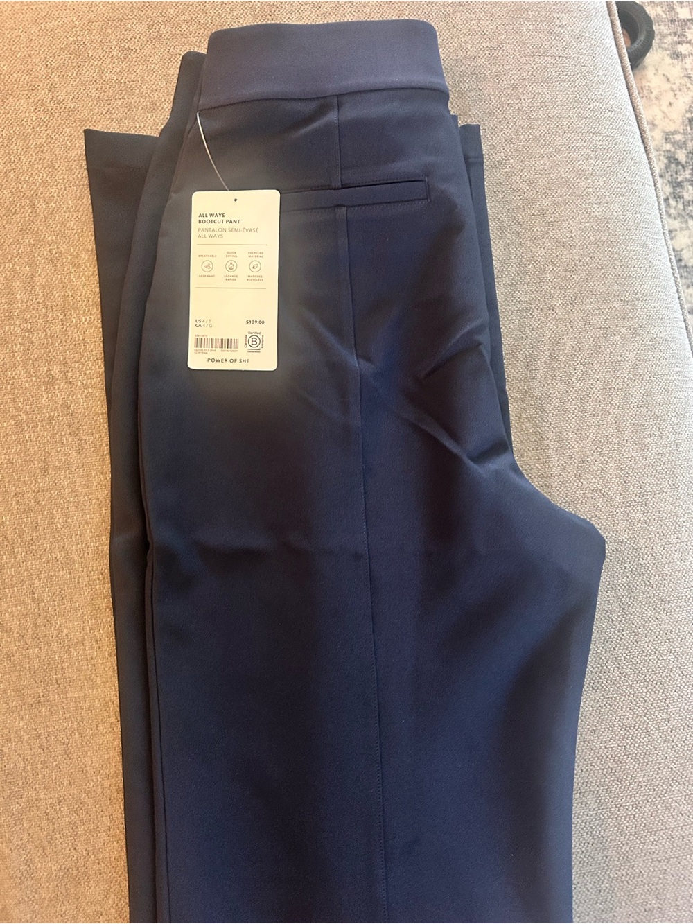 Brand NEW with tags, Athleta Women's Navy Dress Pants - Classic Flat Front